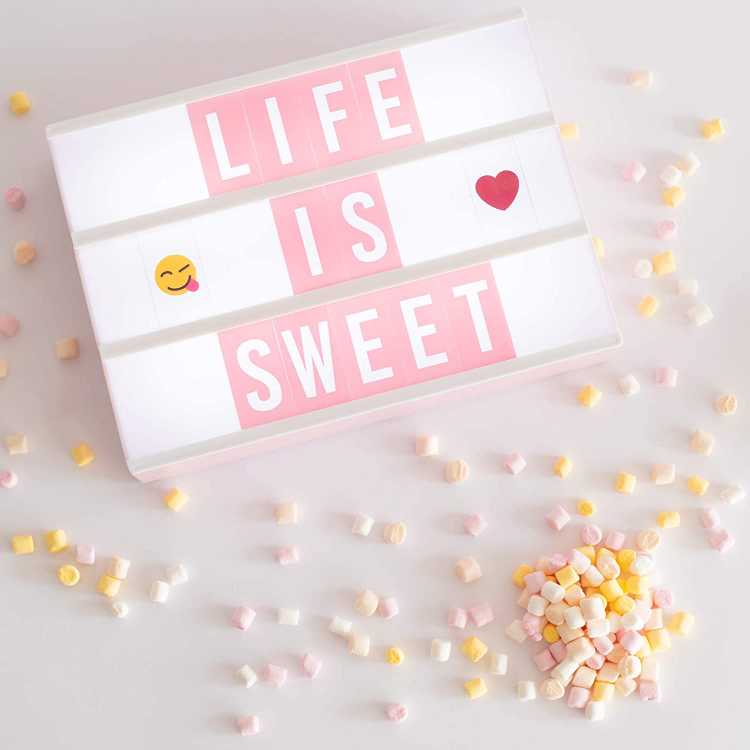 Picture of Pink Cinema Light Box with 400 Letters, Emojis & 2 Markers  A4 LED Light Box For Girl Room Decor