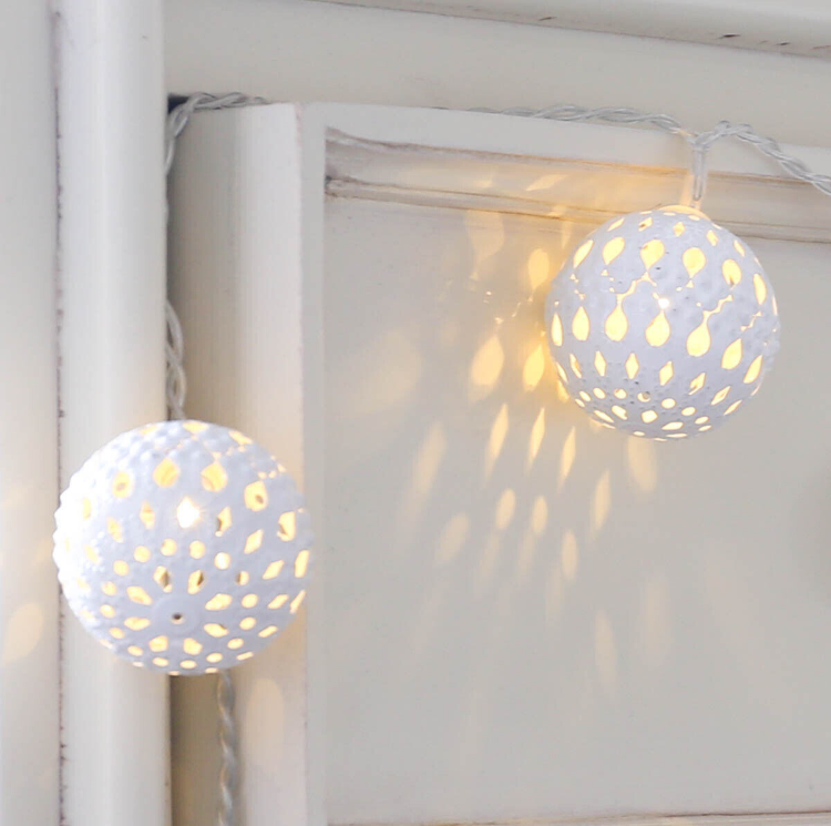 Picture of Set of 3 Indoor Silver Moroccan Fairy Lights, Battery Operated 10 Warm White LEDs, 1.35m