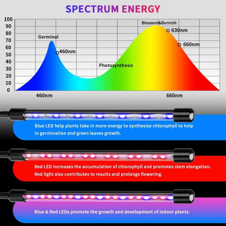 Picture of Grow Lights for Indoor Plants,  80 LEDs Full Spectrum Led Plant Grow Light, 10 Dimming Level & 4 Heads Grow Lamp with Timer 360°