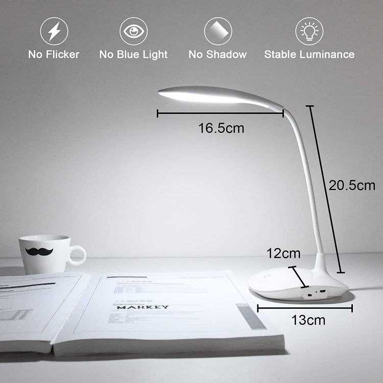 Picture of LED USB Portable Eye-Care Desk Lamp, 3 Light Modes LED Desk Lamp Touch Control Used for Study, Drawing Board, Piano, Craft