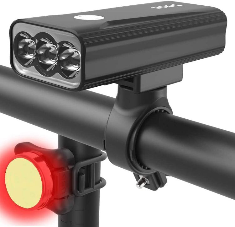 Picture of Bike Lights Set Front and Back, USB C Rechargeable 6400mAh Super Bright 2400 Lumen Bicycle light