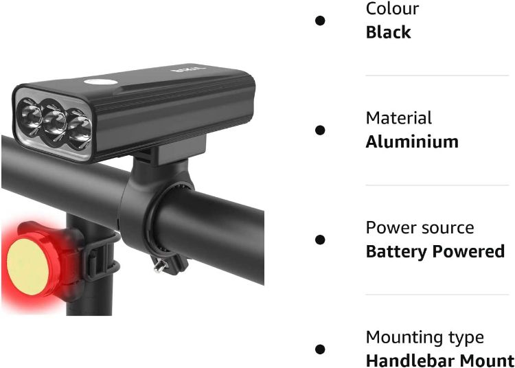 Picture of Bike Lights Set Front and Back, USB C Rechargeable 6400mAh Super Bright 2400 Lumen Bicycle light