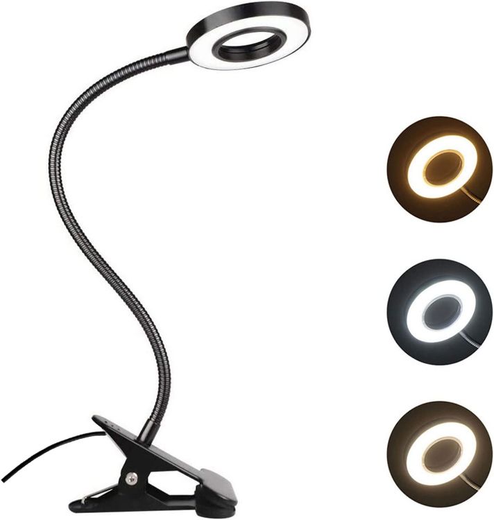 Picture of USB Reading Light, Clip-on LED Reading Light, Eye Protection Adjustable Desk Lamp/Bedside Light