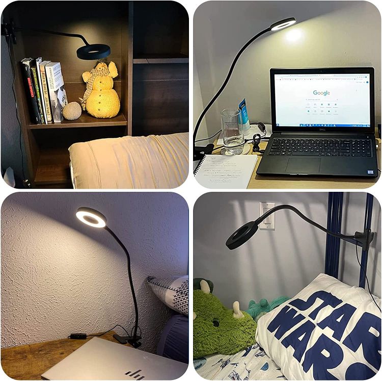 Picture of USB Reading Light, Clip-on LED Reading Light, Eye Protection Adjustable Desk Lamp/Bedside Light