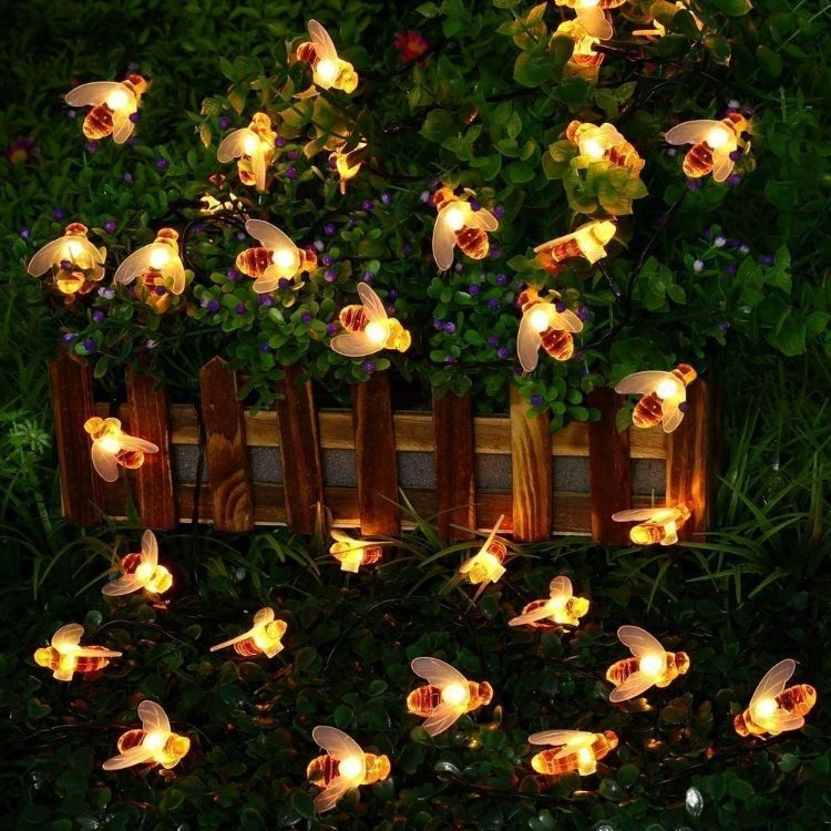 Picture of Honey Bee Solar Fairy String  Garden Lights Waterproof Outdoor/Indoor Garden Lighting for Flower Fence (Warm white)