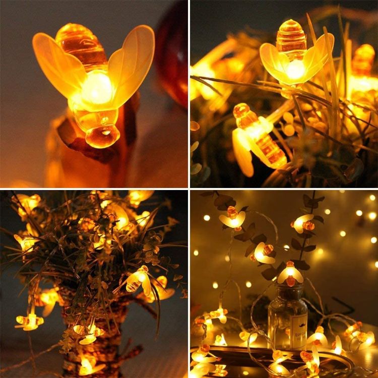 Picture of Honey Bee Solar Fairy String  Garden Lights Waterproof Outdoor/Indoor Garden Lighting for Flower Fence (Warm white)