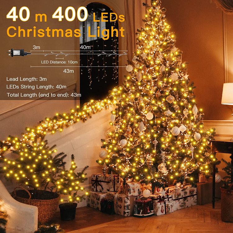 Picture of Fairy Lights for Indoor Outdoor - 40M 400 LEDs String Lights Mains Powered with Timer/Remote, Waterproof Outside Garden Lights 