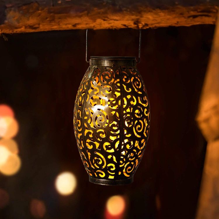 Picture of Light up your Garden in Style with our Solar Lanterns - Waterproof Metal Moroccan Lamps with Warm White LED (Pack Of 2)