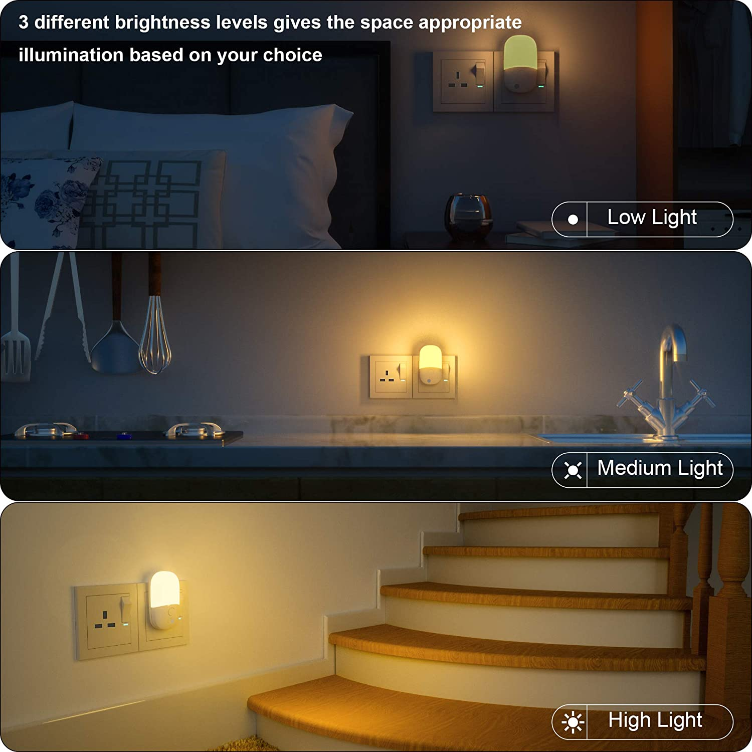 LED Night Light Plug-in 2 Pack | Dusk to Dawn Sensor & Adjustable 2700K ...