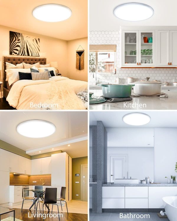 Picture of LED Flush Ceiling Light with RGB Backlight, Remote Control 24W 2350LM Bathroom Light IP54 Waterproof
