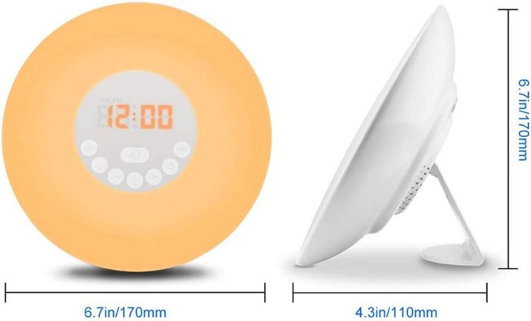 Picture of Sunrise Wake Up Lamp Alarm Clock and FM Radio, Bedside Reading Light with 7 Colours and Sounds, USB Powered