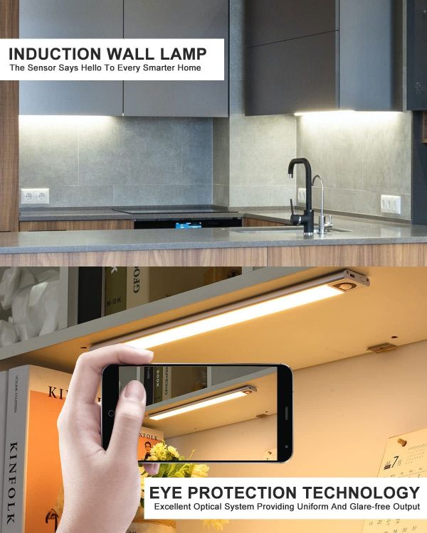 Picture of Motion Sensor Wardrobe Light, Upgraded Indoor 80LED Wireless Rechargeable Battery Operated Cupboard light, Kitchen Cabinet Light