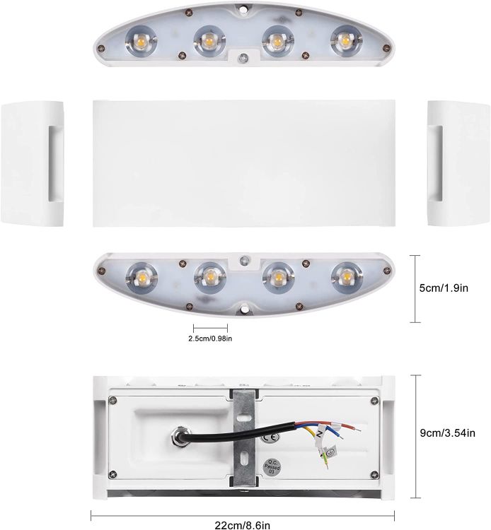 Picture of 8W LED Wall Light, Warm White 3000 K, IP65 Waterproof Up Down Wall Light, Indoor and Outdoor Wall Lighting