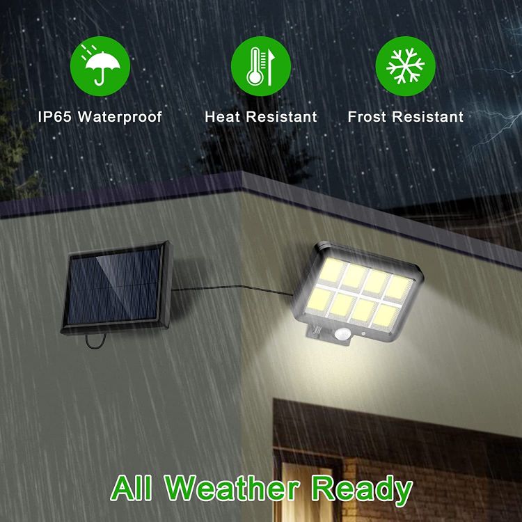 Picture of Solar Security Light Outdoor, 【2 Pack / 160 LED】Solar Motion Sensor Lights, IP65 Waterproof Solar Garden Lights with 16.4 ft Cord, 3 Lighting Modes Solar Powered Flood Lights for Garden Shed Wall Yard