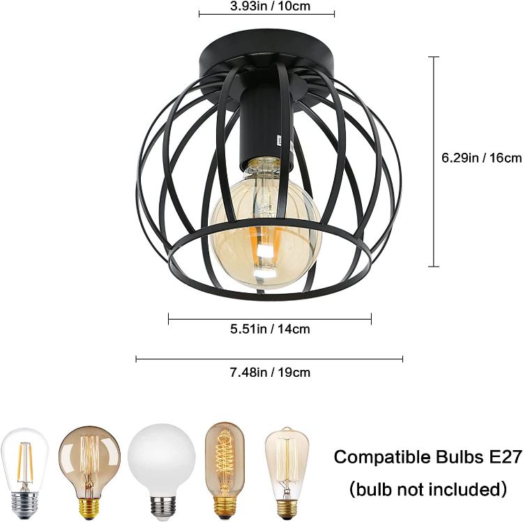 Vintage mini semi-flush mount ceiling lamp for hallways and bedrooms