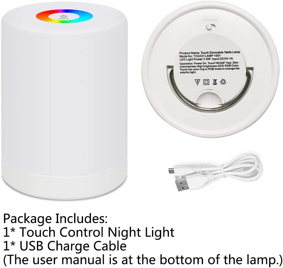 Led Night Light Smart Bedside Table Lamp With Touch Control