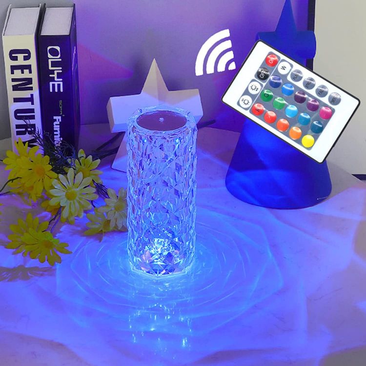 Picture of Diamond Table Lamp LED, 16 Colors USB Charging Touch Color Changing Crystal Atmosphere Desk Lamp with Remote Control