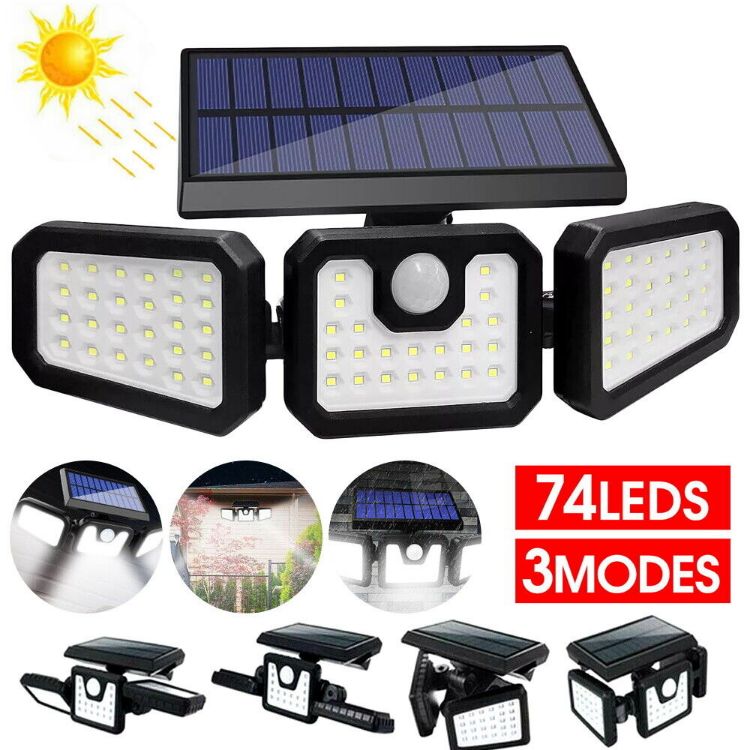 Adjustable Solar Security Light – 3-Head Motion Sensor