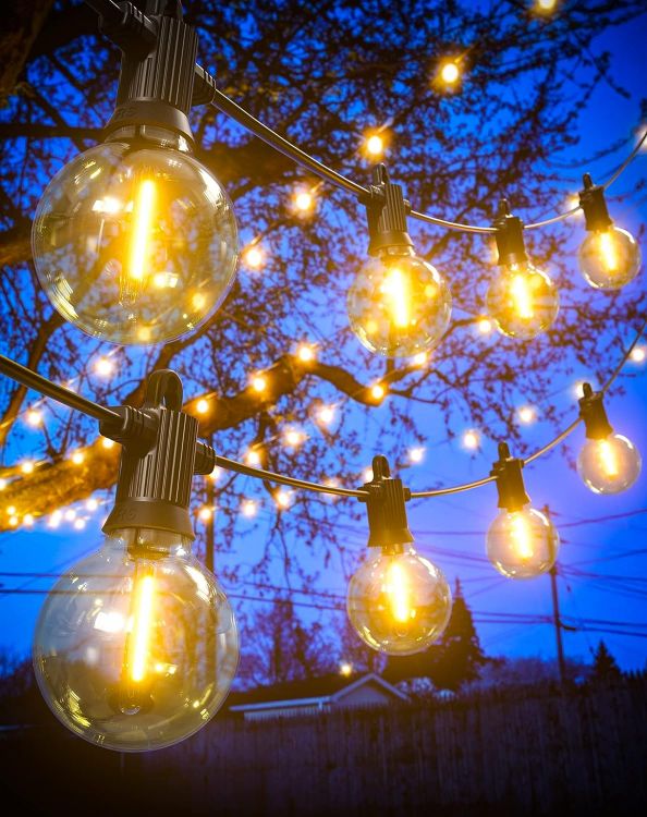 Picture of Outdoor LED String Lights Mains Powered 7.6M/25 FT G40 Globe Garden Patio String Festoon Lights with 12+1 Plastic Bulbs 