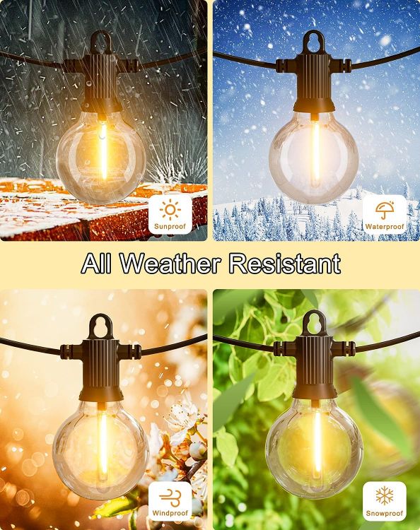 Picture of Outdoor LED String Lights Mains Powered 7.6M/25 FT G40 Globe Garden Patio String Festoon Lights with 12+1 Plastic Bulbs 