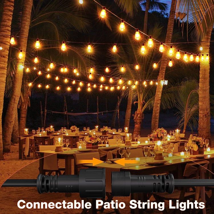 Picture of 24FT Festoon Lights Outdoor, Garden Patio String Lights Mains Powered, 2200K Warm White, ST64 Waterproof LED String Lights
