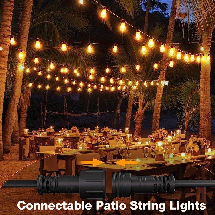 Picture of 49ft Festoon Lights, Outdoor Garden Patio String Lights Mains Powered, 3000K Warm White, ST64 Waterproof LED String Lights