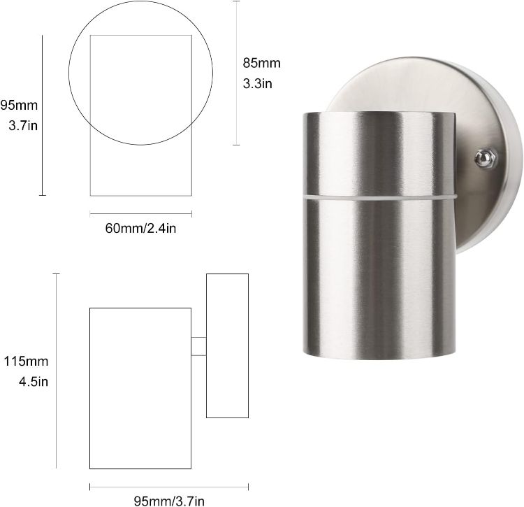 Picture of Stainless Steel Outdoor Down Wall Light – IP44 Waterproof Exterior Lamp for Garden, Patio, Balcony, Terrace & Garage