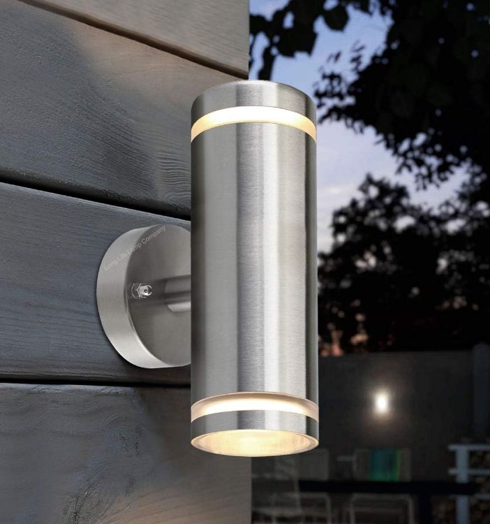 Picture of Exterior Outdoor Up Down Wall Light IP65 Transparent Diffuser Stainless Steel