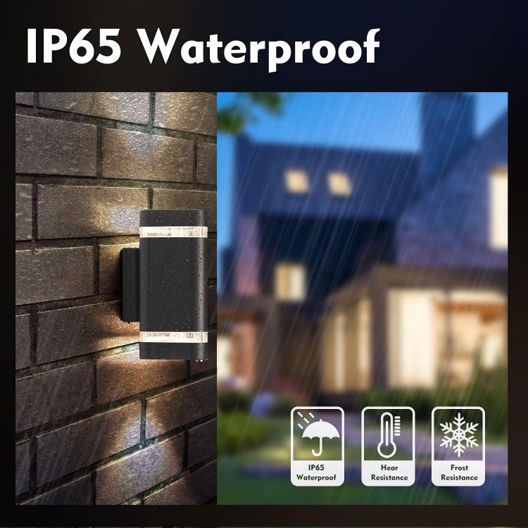 Picture of Outside Wall Lights, Up and Down Outdoor Wall Lights Mains Powered, IP65 Waterproof Front Door Porch Light Lamp Modern 3000K Aluminium, External LED Lighting Wall Mounted for House, Grey