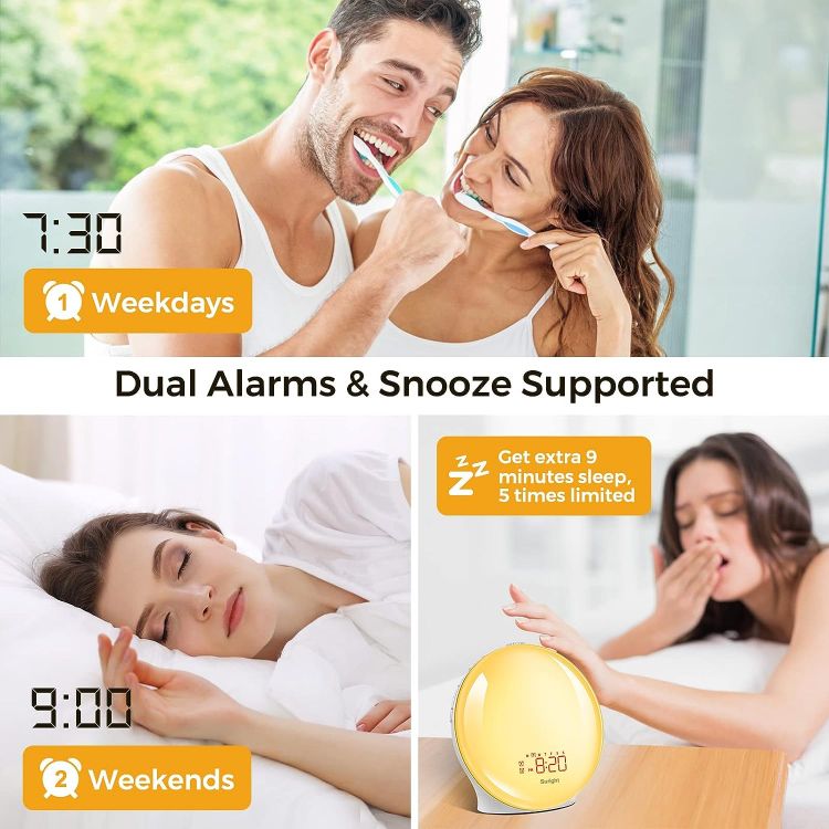 Picture of Wake Up Light Sunrise Alarm Clock for Heavy Sleepers & Kids, Fullscreen Alarm with Sunrise/Sunset Simulation, Dual Alarms, Snooze