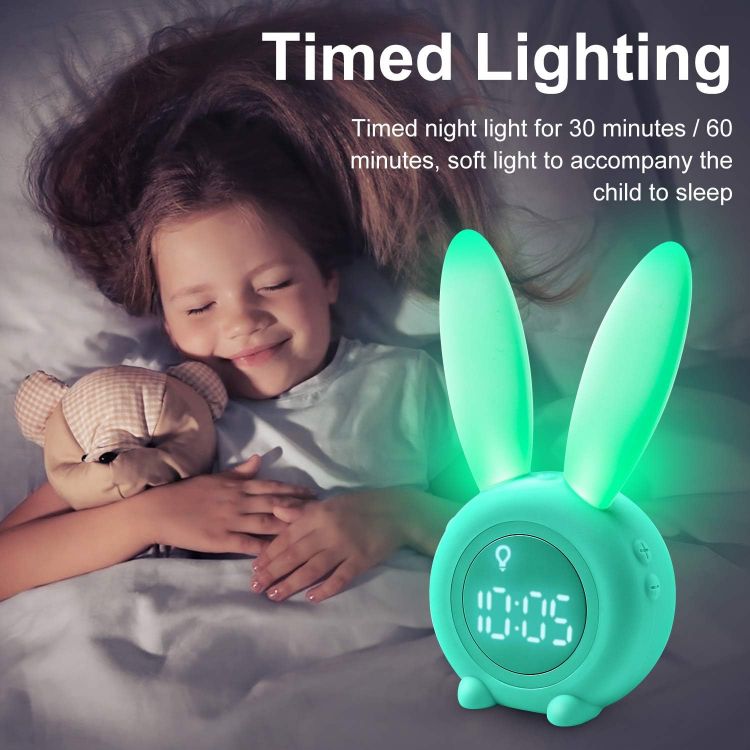 Picture of Kids Alarm Clock, Girls and Boys Alarm Clock Digital for Bedroom, Rabbit Alarm Clock, LED Wake Up Light Girls Alarm Clock, Bedside Clock