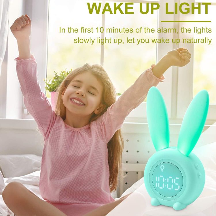 Picture of Kids Alarm Clock, Girls and Boys Alarm Clock Digital for Bedroom, Rabbit Alarm Clock, LED Wake Up Light Girls Alarm Clock, Bedside Clock