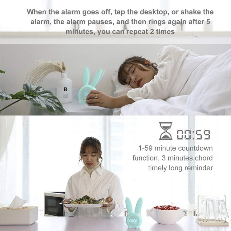 Picture of Kids Alarm Clock, Girls and Boys Alarm Clock Digital for Bedroom, Rabbit Alarm Clock, LED Wake Up Light Girls Alarm Clock, Bedside Clock