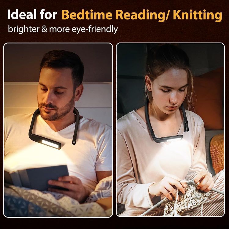 Picture of Neck Reading Light Christmas Presents - Book Light for Reading in Bed at Night, Rechargeable Neck Light Knitting Crafting Book Lovers Readers Stocking Fillers Women
