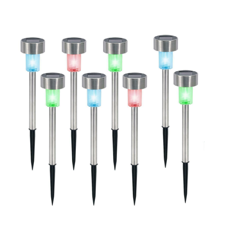 Picture of Color Changing Solar Garden Stake Lights - Rechargeable LED Solar Powered Garden Lights - Waterproof Outdoor Lamps - Pack Of 10