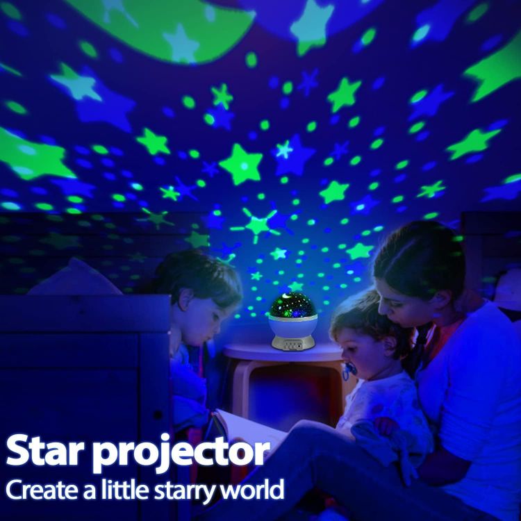 Picture of  Baby Star Projector Night Light Kids, 360° Rotation Baby Night Light Projector for Kids with 8 Lighting Modes Birthday Children's Day Gifts for Kids Night Light Baby - Blue