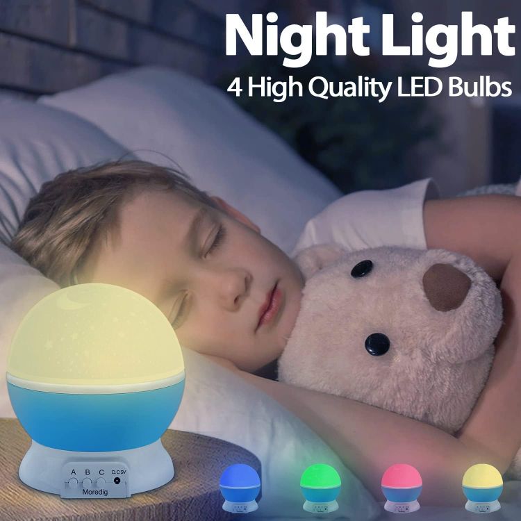Picture of  Baby Star Projector Night Light Kids, 360° Rotation Baby Night Light Projector for Kids with 8 Lighting Modes Birthday Children's Day Gifts for Kids Night Light Baby - Blue