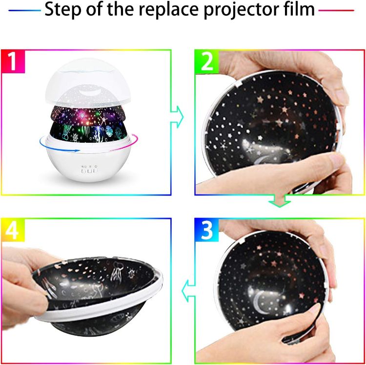 Picture of Baby Lights Projector, Sensory Lights with 360 Degree Starry Sky and Undersea Theme Baby Sensory Toy for Birthday, Kids Gifts - White