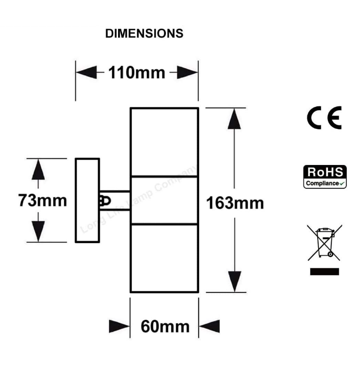 Picture of Modern Stainless Steel Up Down Wall Light IP65 Outdoor Up Down Mains Powered Wall Fixture for Garden, Pathway, Patio