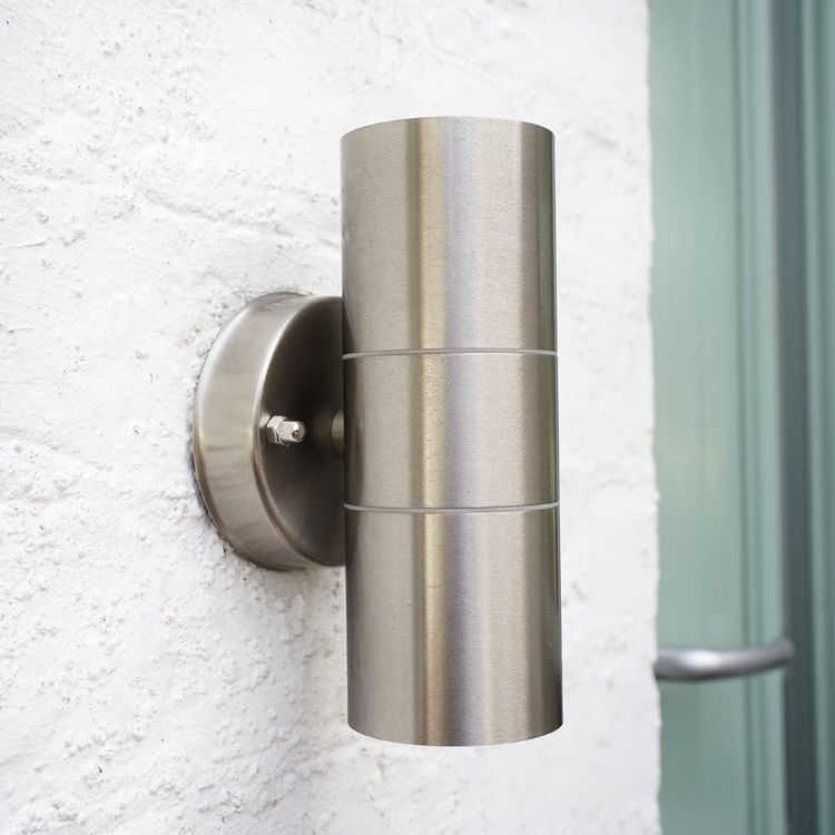 Picture of Modern Stainless Steel Outdoor Garden Up/Down Security Wall Light - IP44 Rated