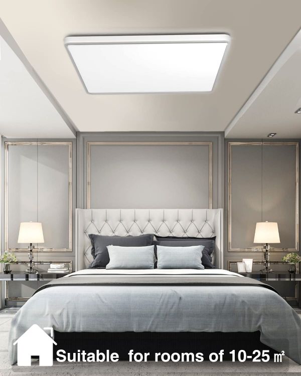  Energy-efficient 18W LED ceiling light replacing 144W incandescent