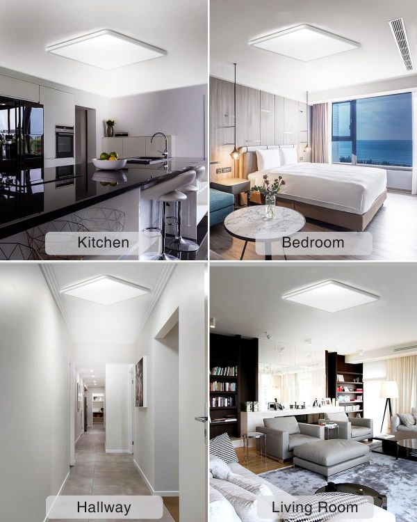 Low-profile flush mount ceiling fixture for bathrooms and small rooms