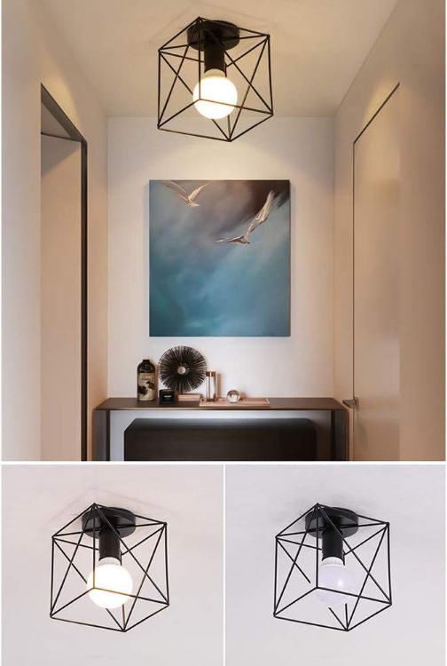 Picture of Ceiling Pendant Lights, Retro Ceiling Lighting Look E27 Ceiling Lighting, Max 60W E27 Socket, Vintage Ceiling Lamp for Entrance, Dining Room, Hallway,attic, bar,