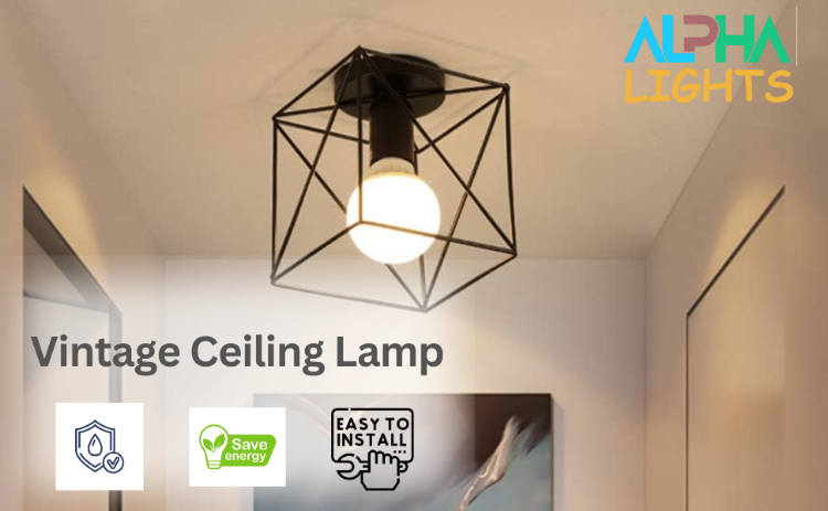 Picture of Ceiling Pendant Lights, Retro Ceiling Lighting Look E27 Ceiling Lighting, Max 60W E27 Socket, Vintage Ceiling Lamp for Entrance, Dining Room, Hallway,attic, bar,