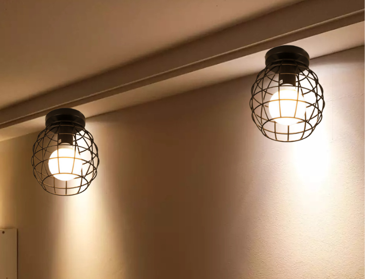 Picture of  Vintage Ceiling Light Black Semi Flush Mount Ceiling Light Fixture for Living Room Kitchen Bedroom Hallway