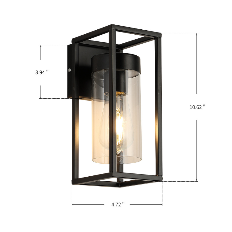 Picture of Outdoor Exterior Modern Garden Wall Light Lantern Clear Diffuser LED, Black