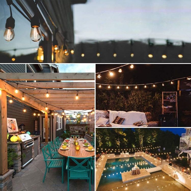 Picture of Festoon Lights Mains Powered, 48FT LED S14 Garden Lighting with 15 Bulbs, Shatterproof LED Bulbs