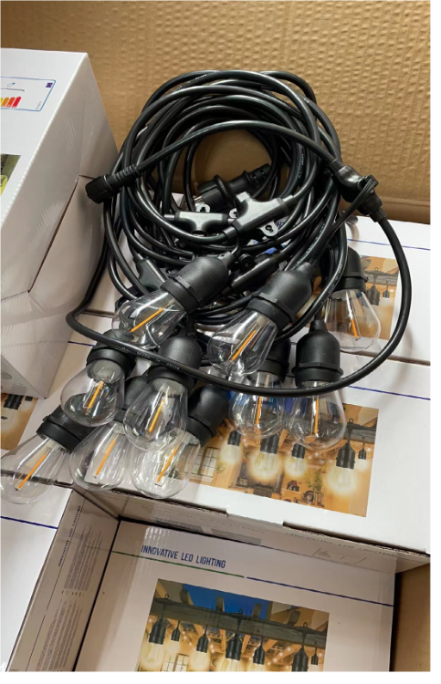 Picture of Outdoor Lights Mains Powered, 48FT LED S14 Garden Festoon Lighting with 15 LED Bulbs, Shatterproof Festoon Lights