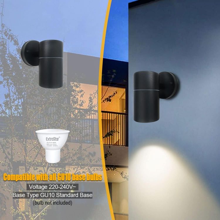 Outdoor pathway wall lamp in black finish