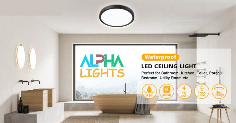 Picture of LED Bathroom, living Room, Halway, and Bed Room Ceiling Light, 18W 1500LM LED Ceiling Lights Round,  4000K Daylight White, Waterproof IP54 